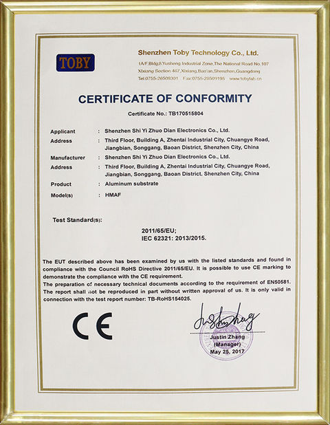 Chine Shenzhen Yizhuo Electronics Co., Ltd certifications
